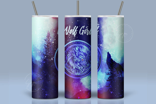 Wolf Howling Tumbler, Wolf Tumbler, 20oz Skinny Tumbler, Sublimation Designs PNG File, Digital Download, Seamless Sublimation Skinny Wrap Sublimation Syre Digital Creations 