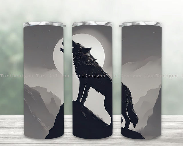 Wolf Howling Tumbler Wrap for 20 oz Skinny Tumbler, Wolf PNG Sublimation Design, Instant Digital Download PNG Sublimation ToriDesigns 