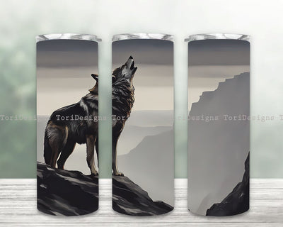 Wolf Howling Tumbler Wrap for 20 oz Skinny Tumbler, Wolf PNG Sublimation Design, Instant Digital Download PNG Sublimation ToriDesigns 