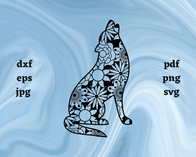 Wolf Mandala SVG Cut File SVG Northern Light SVG 