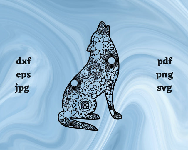 Wolf Mandala SVG Cut File SVG Northern Light SVG 