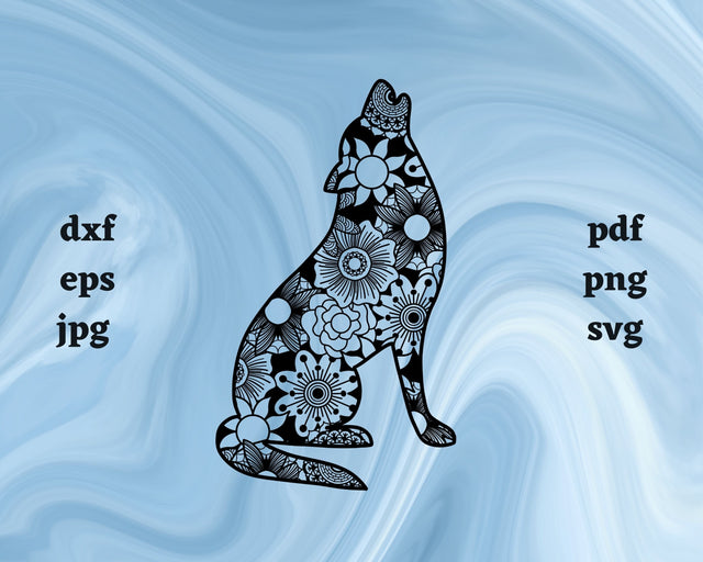 Wolf Mandala SVG Cut File SVG Northern Light SVG 