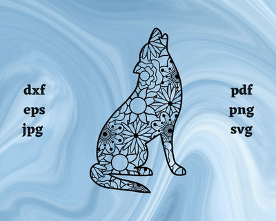 Wolf Mandala SVG Cut File SVG Northern Light SVG 
