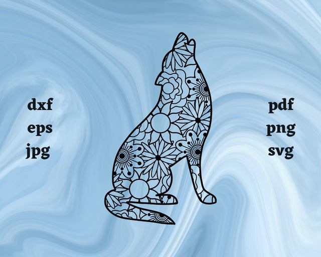 Wolf Mandala SVG Cut File SVG Northern Light SVG 