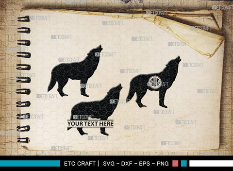 Wolf Monogram, Wolf Silhouette, Wolf SVG, Growling Wolf Svg, Howling Wolf Svg, Wolf Head Svg, Wolves Svg, SB00332 SVG ETC Craft 