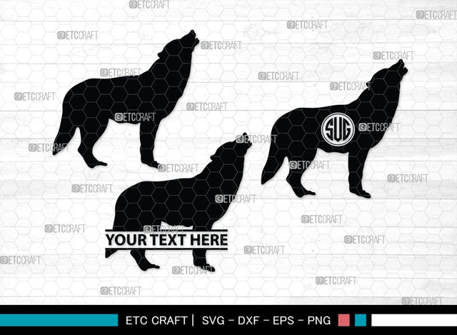 Wolf Monogram, Wolf Silhouette, Wolf SVG, Growling Wolf Svg, Howling Wolf Svg, Wolf Head Svg, Wolves Svg, SB00332 SVG ETC Craft 