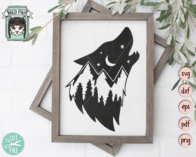 Wolf Mountain Scene SVG Cut File SVG Wild Pilot 