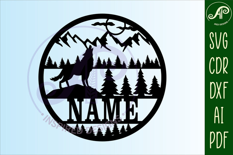 Wolf name sign svg laser cut template - So Fontsy
