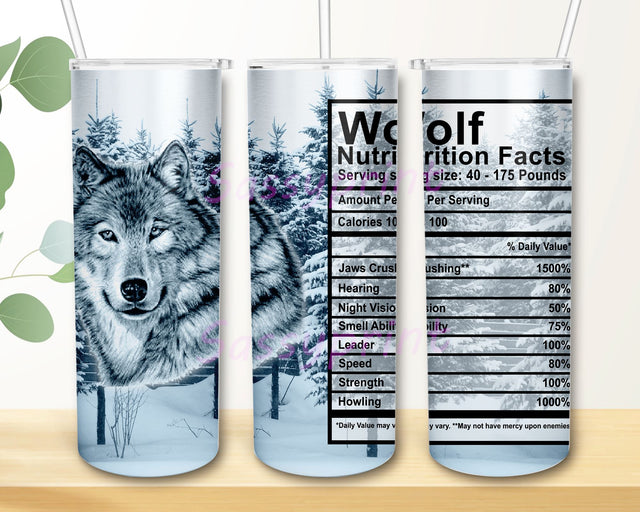Wolf Nutrition Facts Tumbler PNG, Wolf 20 oz Skinny Tumbler Sublimation Design Sublimation sassyprint 