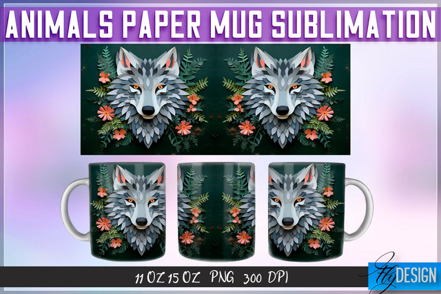 Wolf Paper Mug Sublimation Sublimation Fly Design 