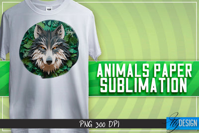 Wolf Paper Sublimation | PNG 300 DPI Sublimation Fly Design 