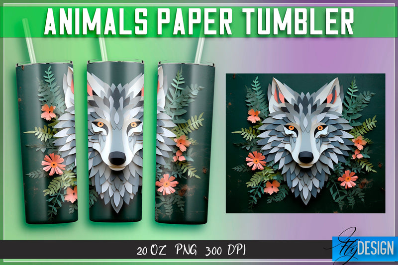 Wolf Paper Tumblers Wrap 20 oz. Sublimation Fly Design 
