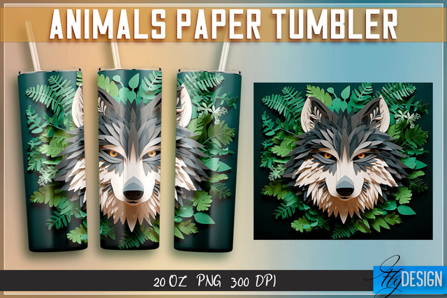 Wolf Paper Tumblers Wrap 20 oz. Sublimation Fly Design 
