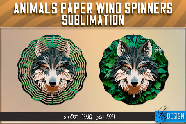 Wolf Paper Wind Spinners Sublimation Sublimation Fly Design 