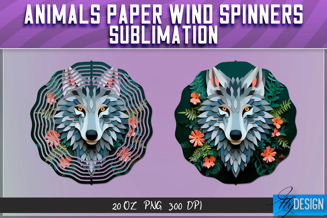 Wolf Paper Wind Spinners Sublimation Sublimation Fly Design 
