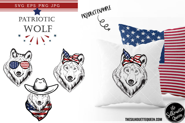 Wolf Patriotic Cut files and Sublimation SVG Loveleen Kaur 