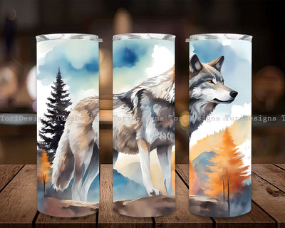 Wolf Png Tumbler, 20oz Skinny Tumbler, Sublimation Designs for Straight and Tapered Tumbler, Wolf Instant Digital Download Png Sublimation ToriDesigns 