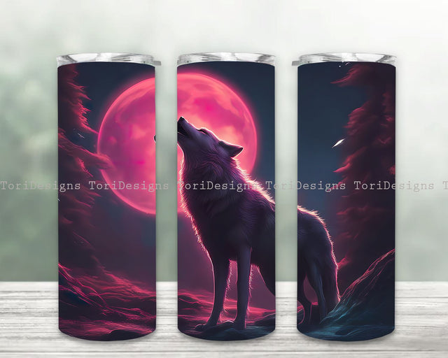 Wolf Png Tumbler, 20oz Skinny Tumbler, Wolf Sublimation Designs for Straight and Tapered Tumbler, Wolf Instant Digital Download Png Sublimation ToriDesigns 