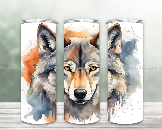 Wolf Png Tumbler, Wolf 20oz Skinny Tumbler, Wolf Sublimation Designs for Straight and Tapered Tumbler, Wolf Instant Digital Download Png Sublimation ToriDesigns 