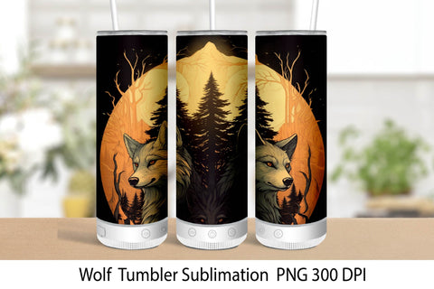 Wolf Sublimation Wrap. Tumbler Wrap Sublimation 20 oz. Sublimation Samaha Design 