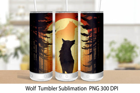 Wolf Sublimation Wrap. Tumbler Wrap Sublimation 20 oz. Sublimation Samaha Design 