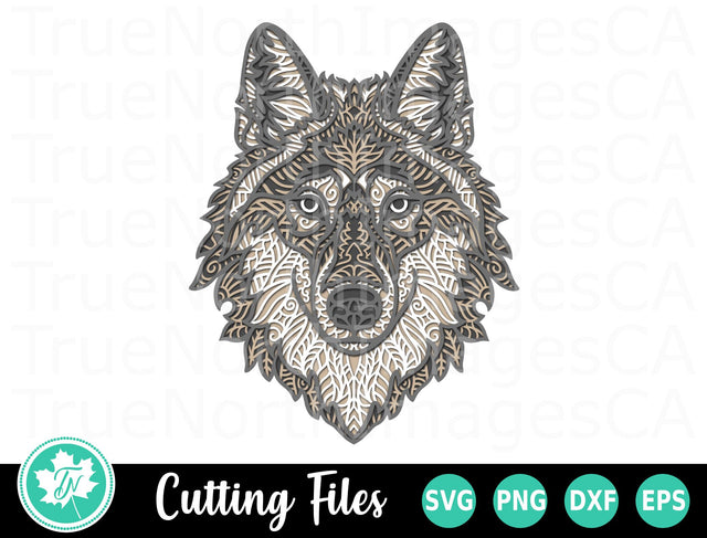 Wolf SVG | 3D Layered Mandala SVG TrueNorthImagesCA 