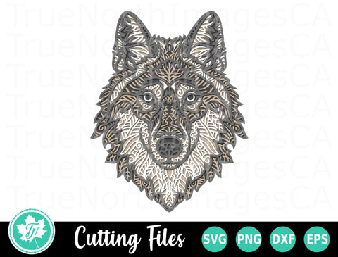 Wolf SVG | 3D Layered Mandala SVG TrueNorthImagesCA 