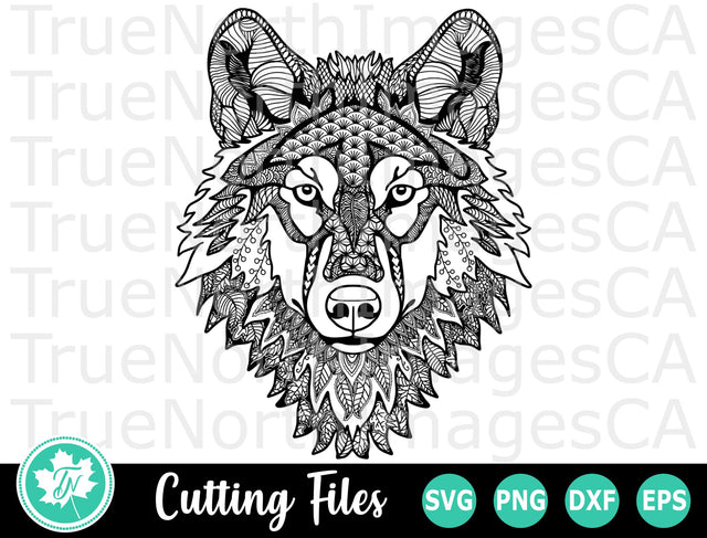 Wolf SVG | Mandala SVG | Zentangle SVG SVG TrueNorthImagesCA 