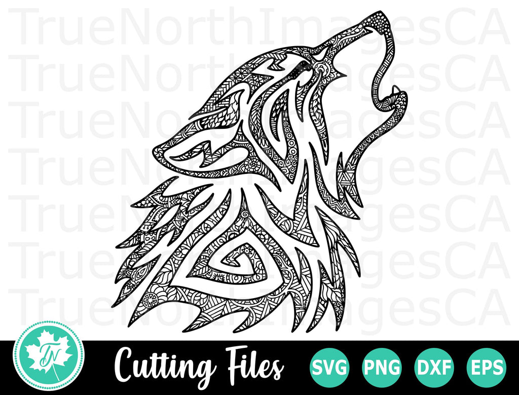 Wolf SVG | Zentangle SVG | Mandala SVG - So Fontsy