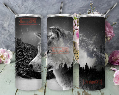 Wolf Tumbler, 20oz Skinny Tumbler Sublimation Designs Tumbler for Straight and Tapered PNG File Digital Download, Sublimation Design Tumbler Sublimation DesignSVG 