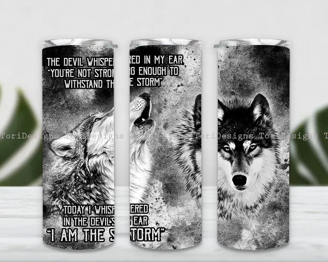 Wolf Tumbler png, 20oz Skinny Sublimation Tumbler Design PNG, Wolf Tumbler Wrap png Sublimation ToriDesigns 