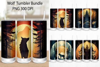 Wolf Tumbler Wrap Bundle. Tumbler Wrap Sublimation 20 oz. Sublimation Samaha Design 