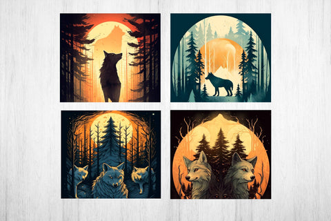 Wolf Tumbler Wrap Bundle. Tumbler Wrap Sublimation 20 oz. Sublimation Samaha Design 