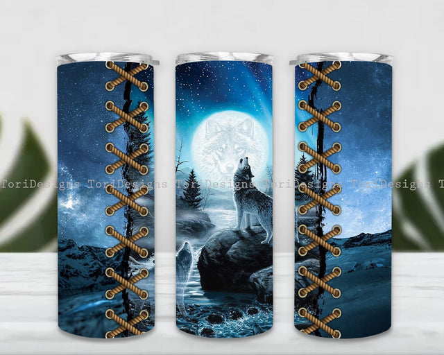 Wolf Tumbler Wrap PNG, Wolf 20oz Skinny Tumbler Sublimation Design Sublimation ToriDesigns 