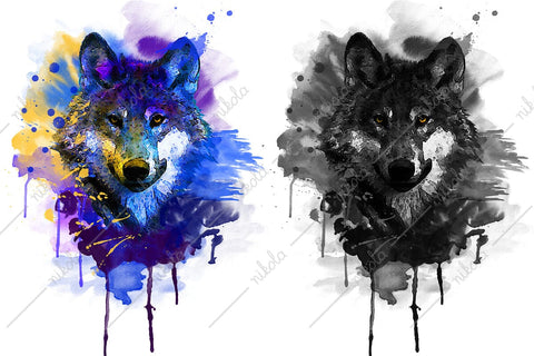 Wolf Watercolor Sublimation Clipart PNG JPG Sublimation nikola 