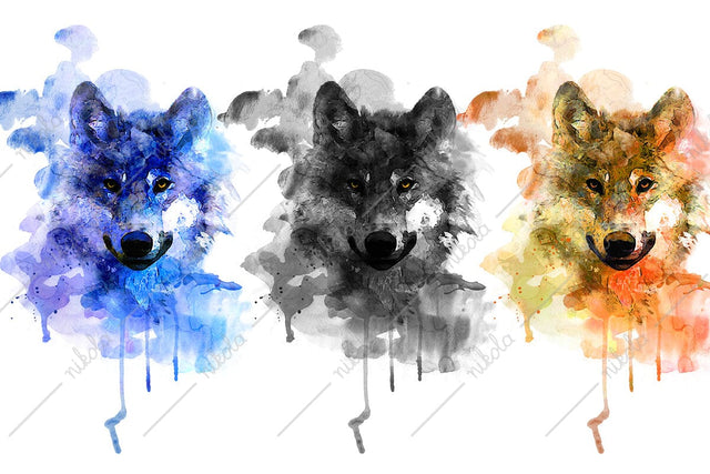 Wolf Watercolor Sublimation Clipart PNG JPG Sublimation nikola 