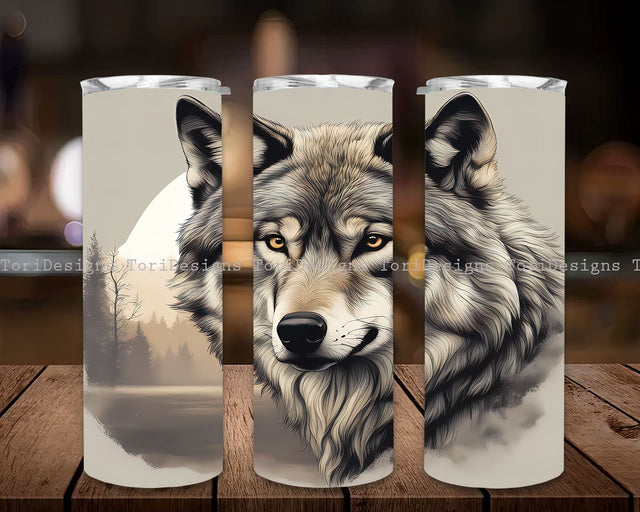 Wolf Watercolor Tumbler Wrap png, Wolves Tumbler Wrap Design PNG, Animal Tumbler Design, Instant Digital Download Sublimation ToriDesigns 