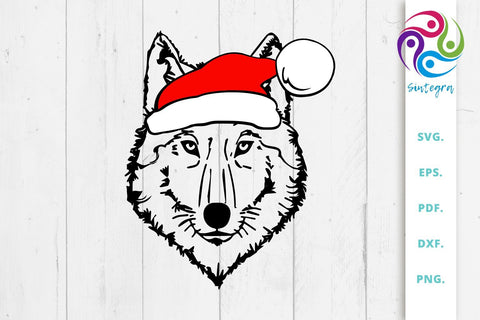 Wolf with Santa Hat svg cut file SVG Sintegra 