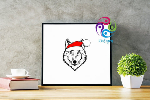 Wolf with Santa Hat svg cut file SVG Sintegra 
