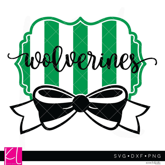 Wolverines and Bow Wide Stripe Frame SVG Kelly Lollar Designs 
