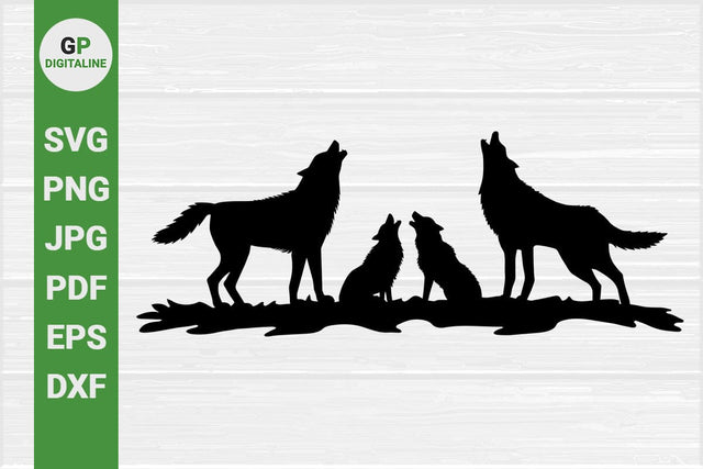 Wolves Howl SVG, Wolf Family SVG, Mama Wolf SVG, Papa Wolf SVG, Wolf Cubs SVG, Howling SVG, Woodland Animals SVG, Wildlife SVG SVG GPDigitaline 