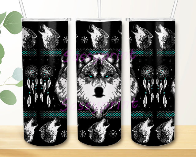 Wolves Tumbler Design, Merry Christmas 20oz Skinny Tumbler Template For Sublimation, Wolf Tumbler Wrap, Wolves Tumbler PNG Sublimation sassyprint 