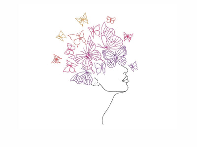 Woman Butterflies Embroidery Design, 4 sizes, Instant Download Embroidery/Applique DESIGNS Nino Nadaraia 