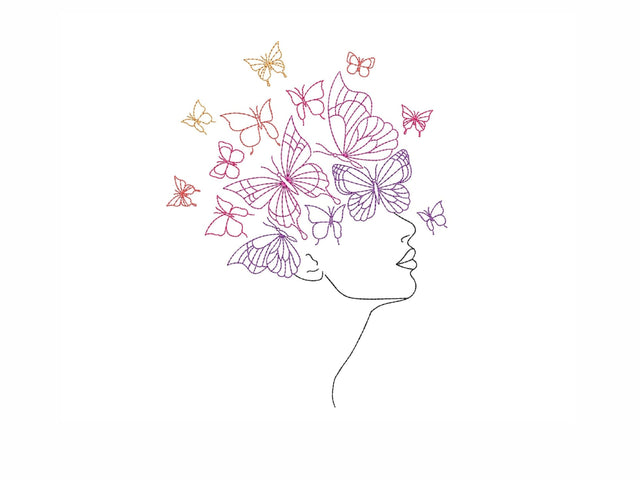Woman Butterflies Embroidery Design, 4 sizes, Instant Download Embroidery/Applique DESIGNS Nino Nadaraia 