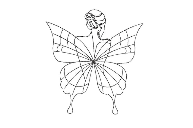Woman butterfly machine embroidery design , 4 sizes Embroidery/Applique DESIGNS ArtEMByNatalia 