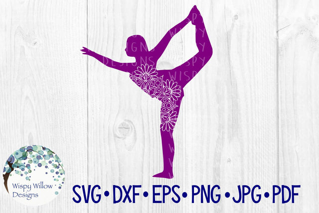 Woman Dance Yoga Floral Mandala SVG Wispy Willow Designs 