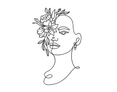 Woman Embroidery Design, Face Machine Embroidery Design, Flowers Embroidery Design, 6 sizes Embroidery/Applique DESIGNS Nino Nadaraia 