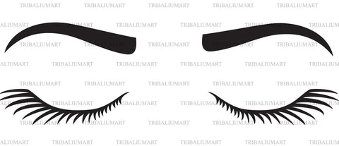 Woman Eyelashes and Eyebrow silhouettes SVG TribaliumArtSF 