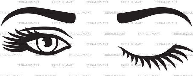 Woman Eyelashes and Eyebrow silhouettes SVG TribaliumArtSF 