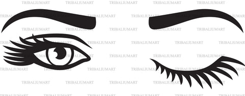 Woman Eyelashes and Eyebrow silhouettes SVG TribaliumArtSF 